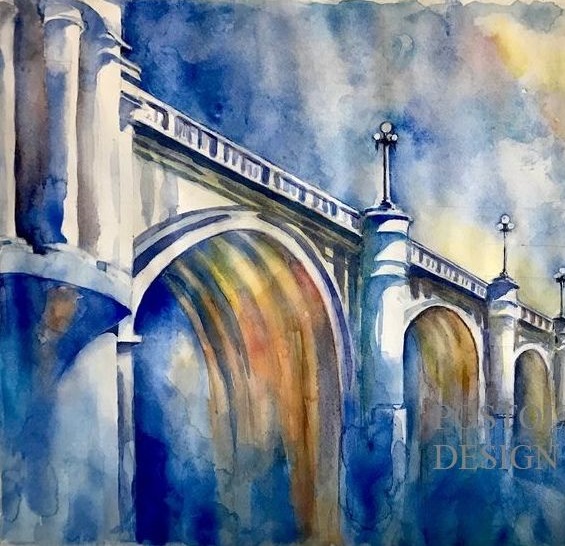 Картина: Синий Мост. Акварель 40х50 